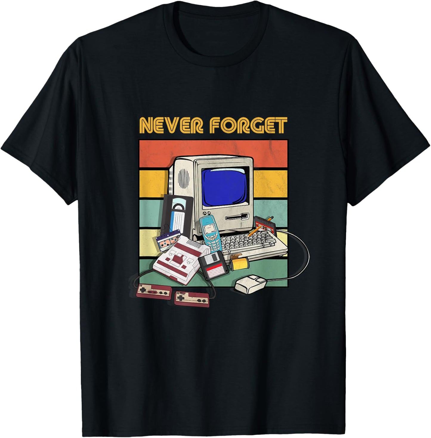 Never Forget Retro 1980s 90s Cassette Tape Music Lovers T-Shirt - T-Shirt | Black
