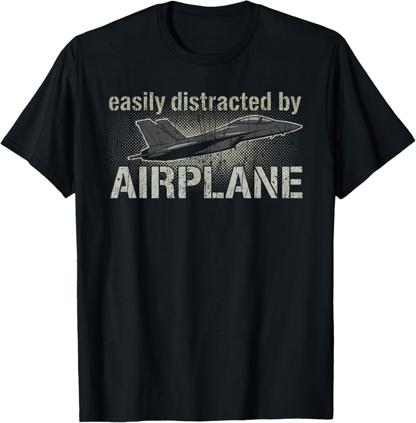 Easily Distracted by Airplanes T-Shirt - T-Shirt | Black