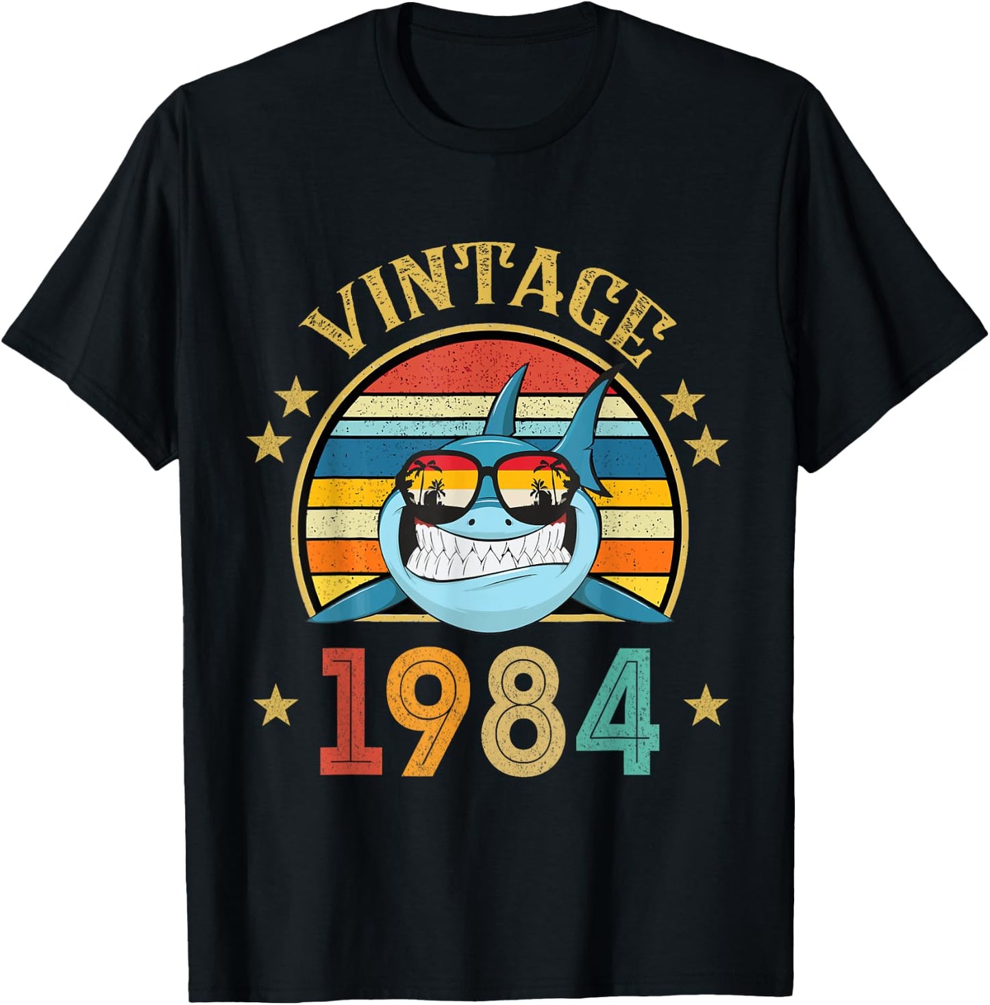 Vintage Shark Gift 41 Years Old Retro Vintage 1984 T-Shirt - T-Shirt | Black