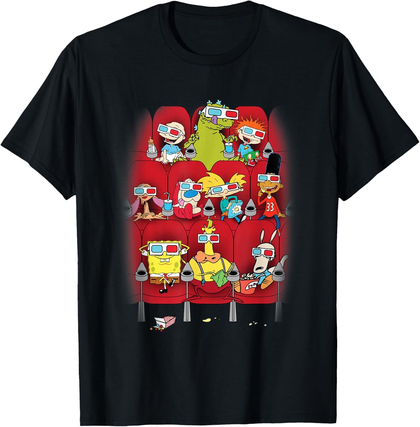 Nick Rewind 90's Nick Characters in Movie Theater T-Shirt - T-Shirt | Black