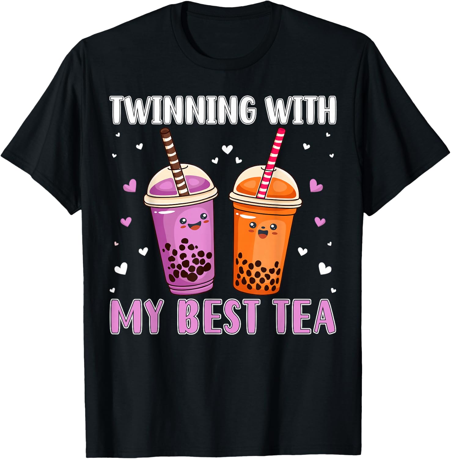Women Girls Twinning with my bestie Boba Bubble Tea Best Tea T-Shirt - T-Shirt | Black