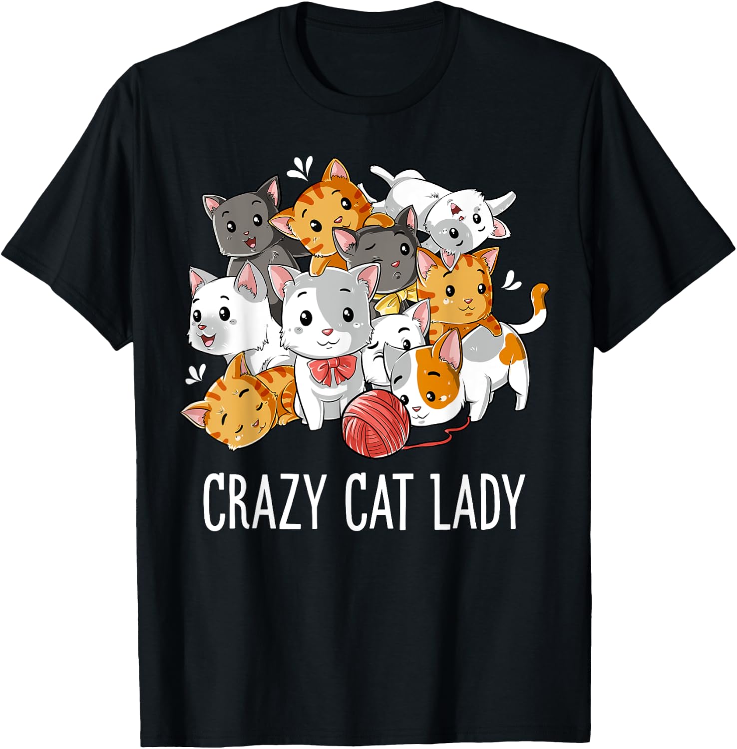 Crazy Cat Lady Funny Girls Women Kitty Kitten Animal Lover T-Shirt - T-Shirt | Black