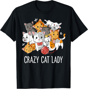 Crazy Cat Lady Funny Girls Women Kitty Kitten Animal Lover T-Shirt - T-Shirt | Black