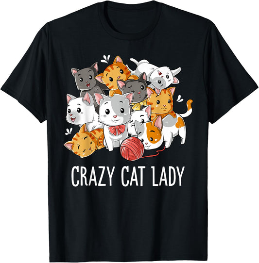 Crazy Cat Lady Funny Girls Women Kitty Kitten Animal Lover T-Shirt - T-Shirt | Black