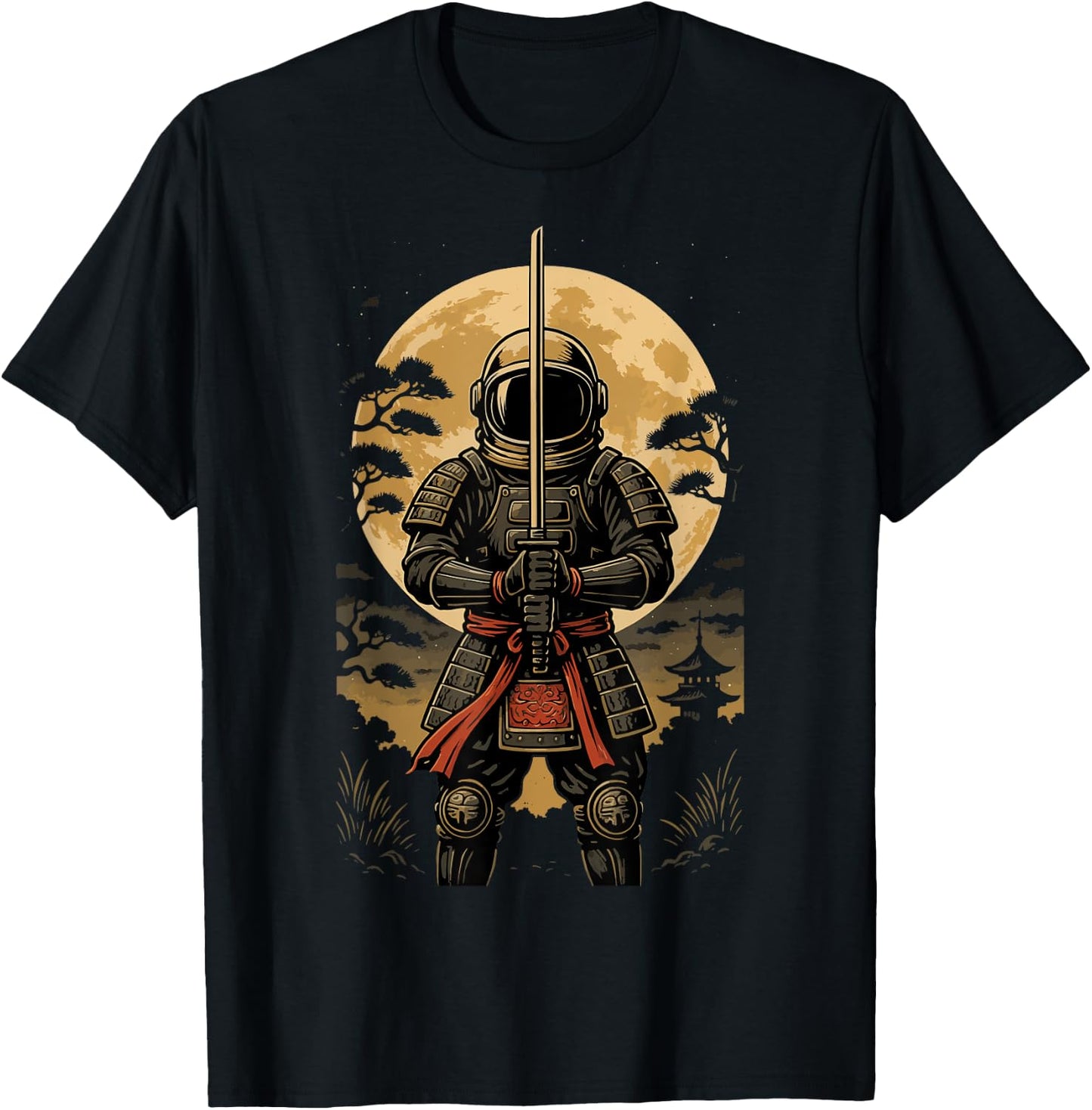 Astronaut Samurai Anime Japanese Sword T-Shirt - T-Shirt | Black