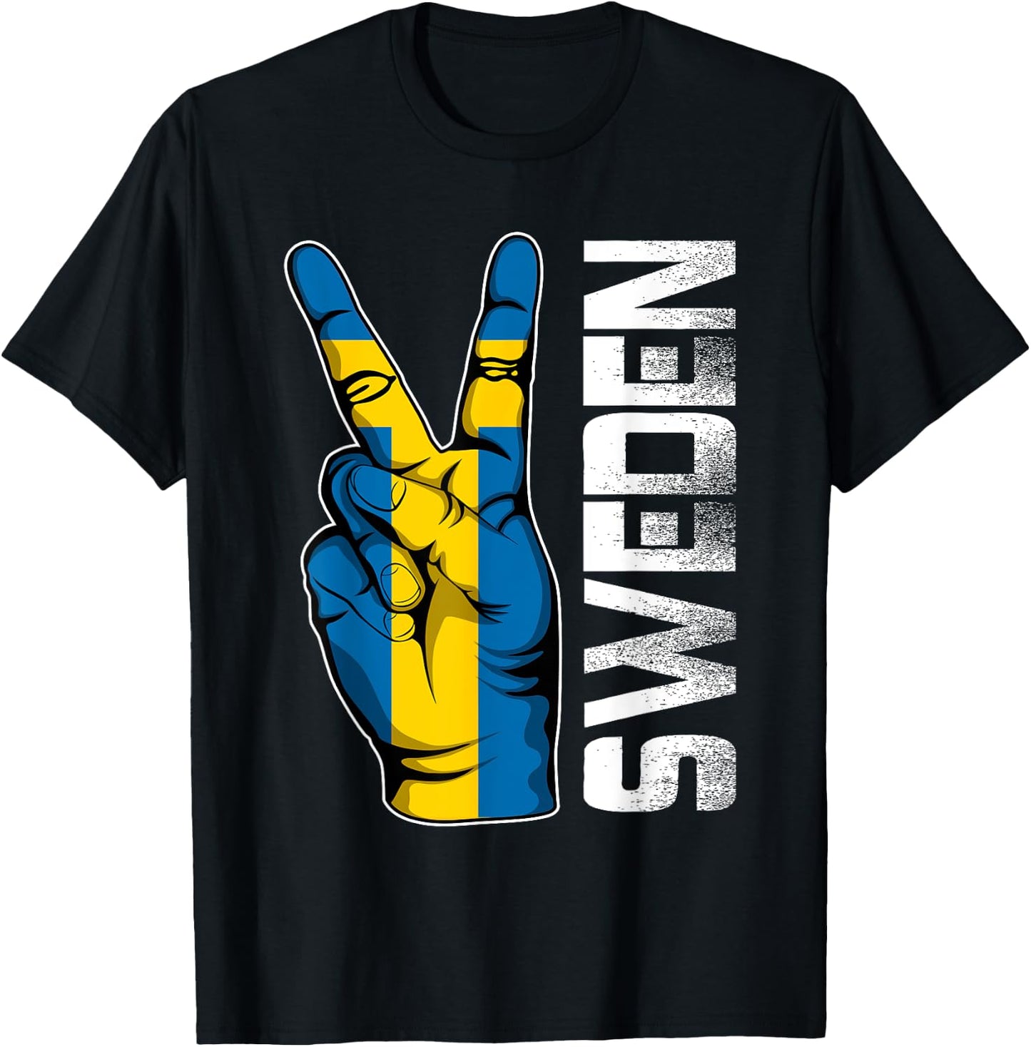 Retro Patriotic Victory Sweden Flag Fingers Kids Men T-Shirt - T-Shirt | Black