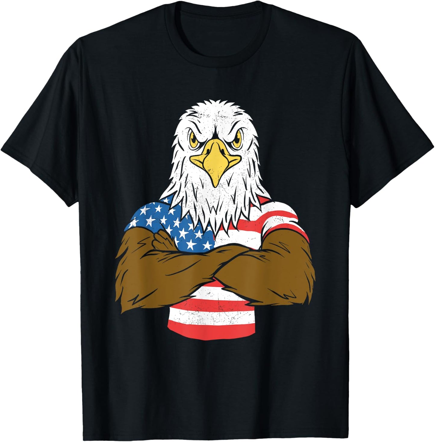 Patriotic Bald Eagle - USA American Flag 4th of July Fourth T-Shirt - T-Shirt | Black