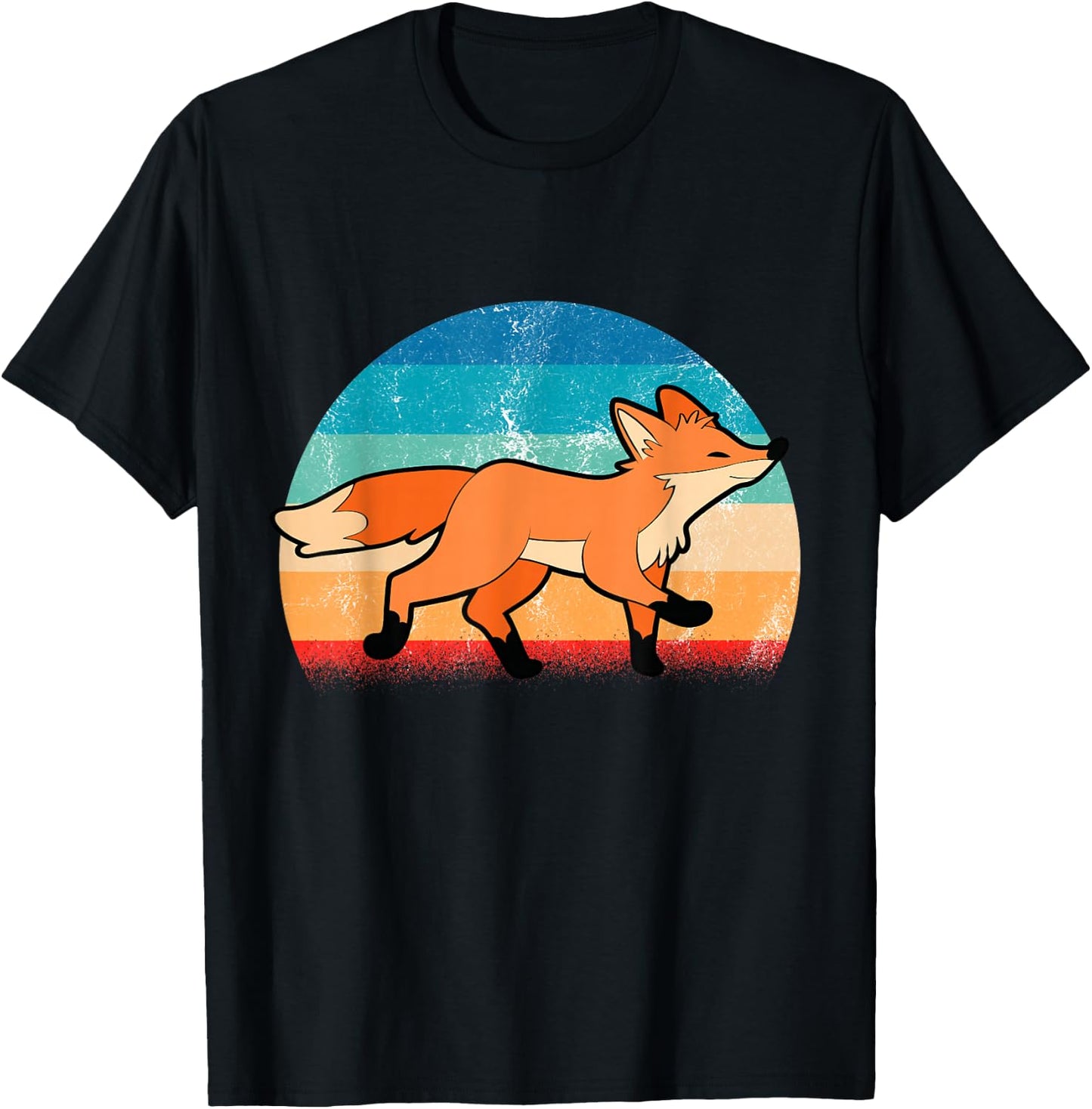 Fox Red Foxes Girls' Smart Vintage Wildlife T-Shirt - T-Shirt | Black