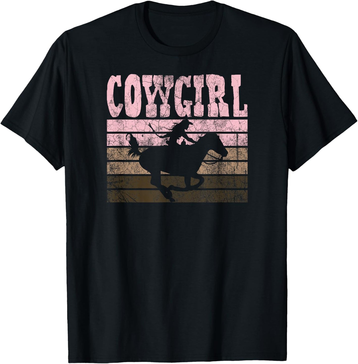 Cowgirl || Cow Girl Horse Equestrian Brown Cowgirl T-Shirt - T-Shirt | Black