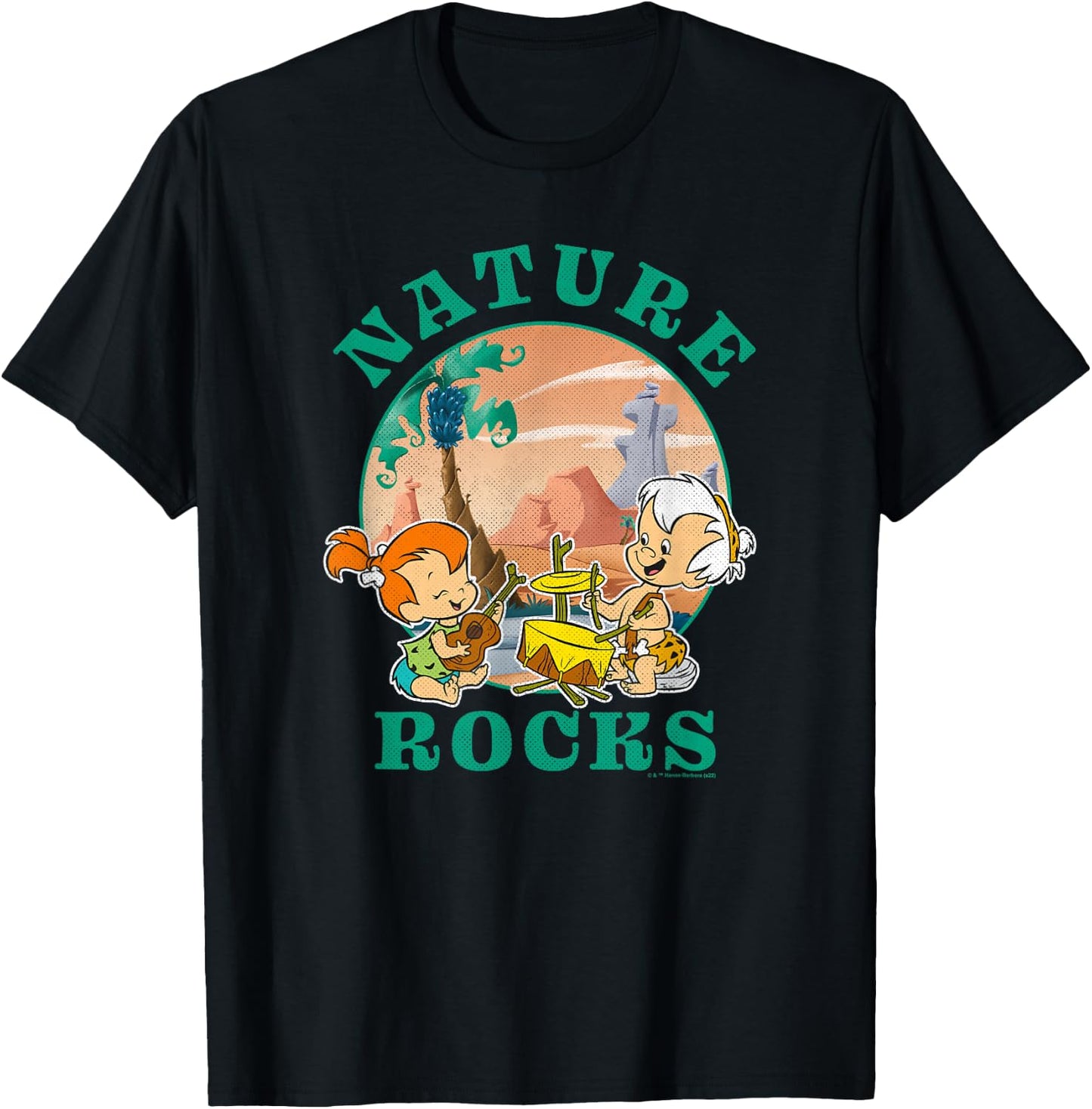 The Flintstones Pebbles & Bamm Bamm Nature Rocks T-Shirt - T-Shirt | Black