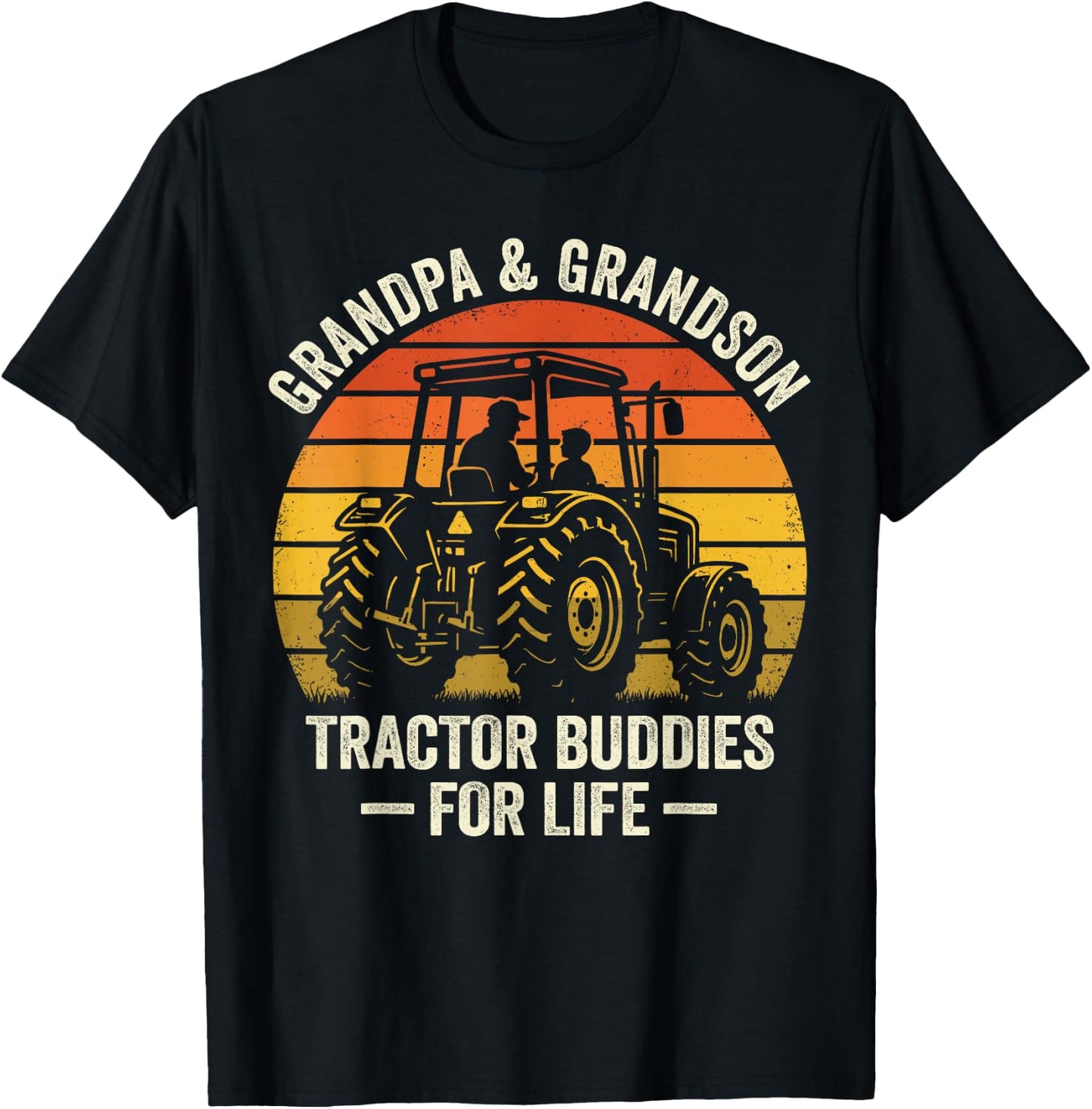 Grandpa and Grandson Tractor Buddies for Life T-Shirt - T-Shirt | Black