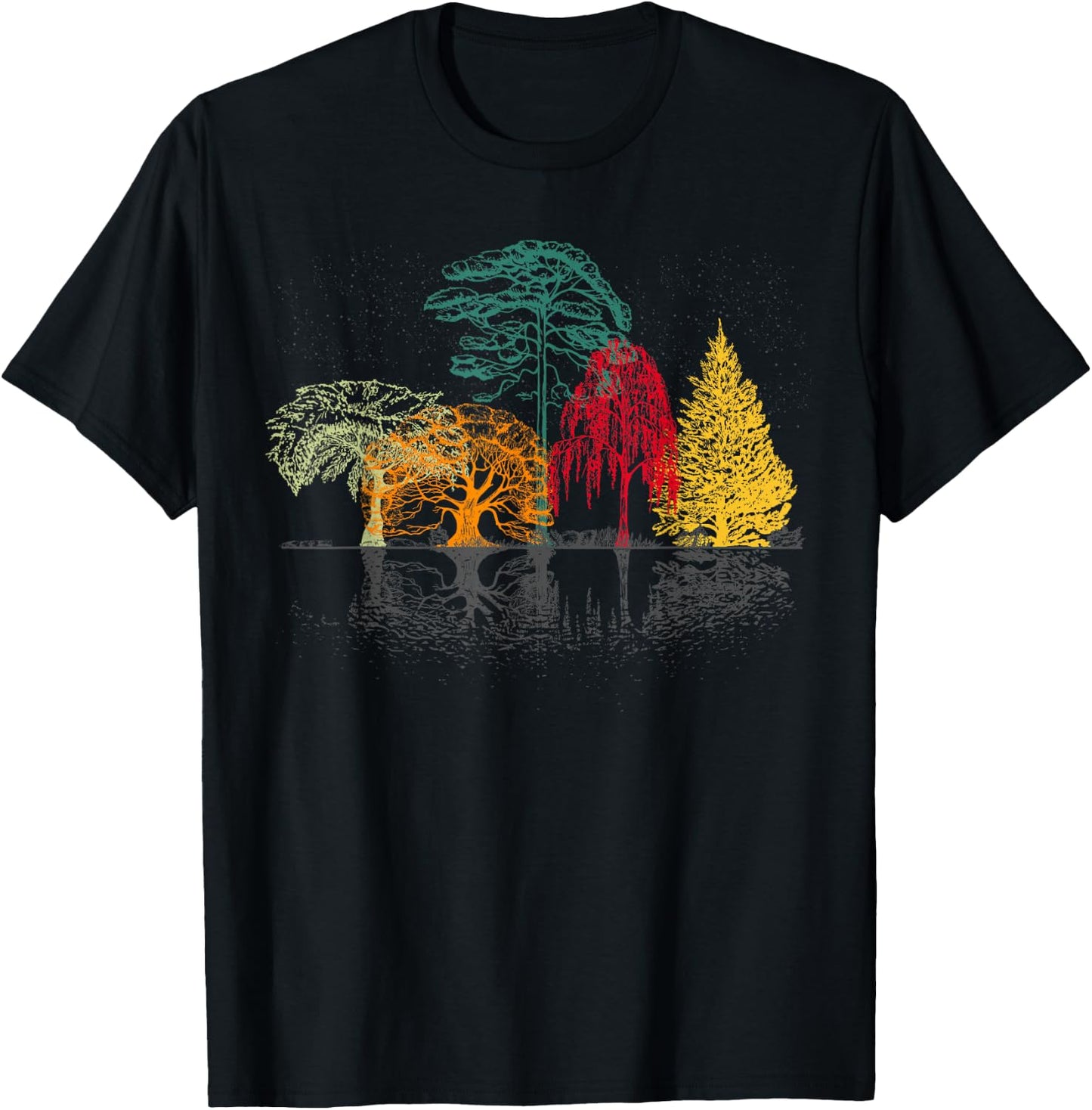 Fall Wildlife Outdoor Trees Reflection Forest Nature T-Shirt - T-Shirt | Black