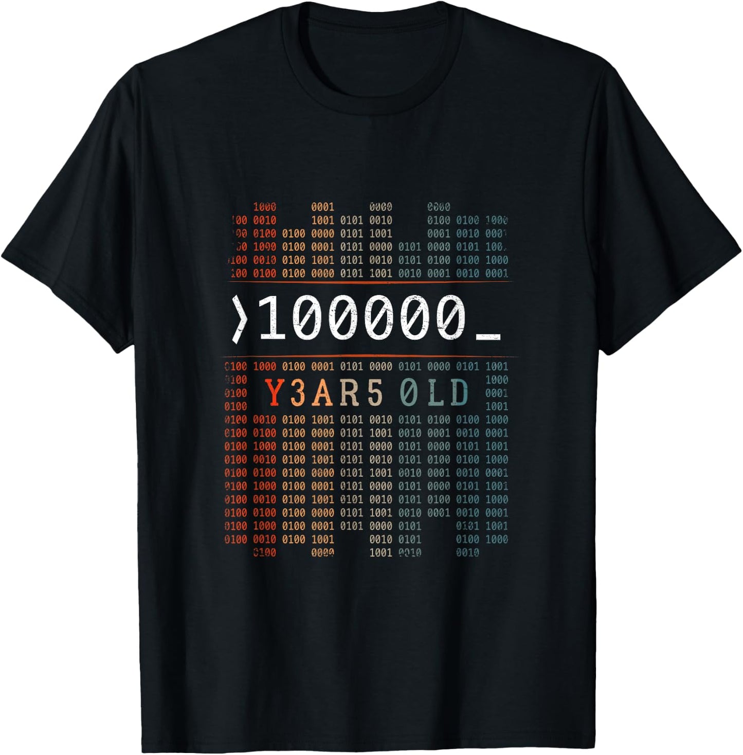 100000 Years Old 32nd Birthday Binary Code Coder Computer Science T-Shirt - T-Shirt | Black