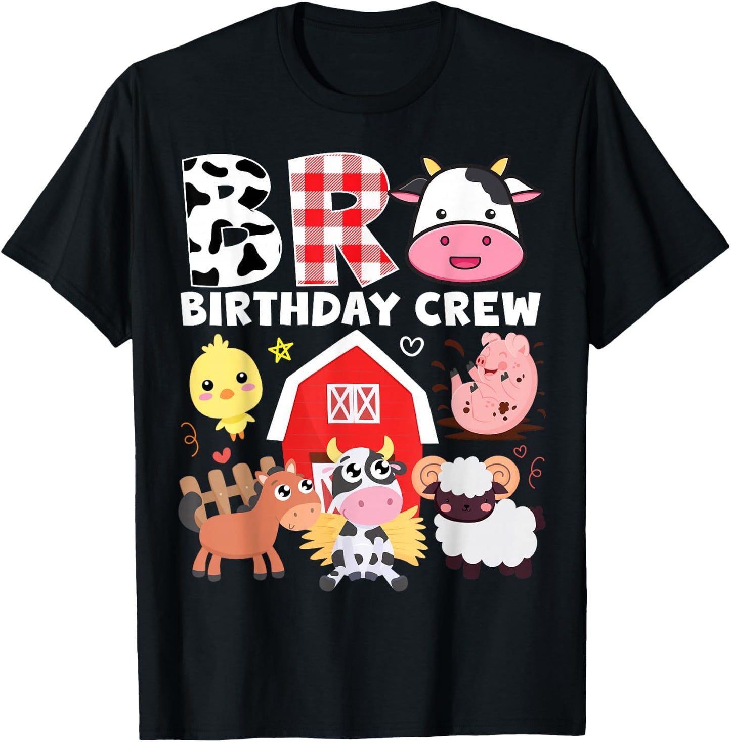 Cow Bro Birthday Crew Farm Theme Animals Kids Birthday Party T-Shirt - T-Shirt | Black
