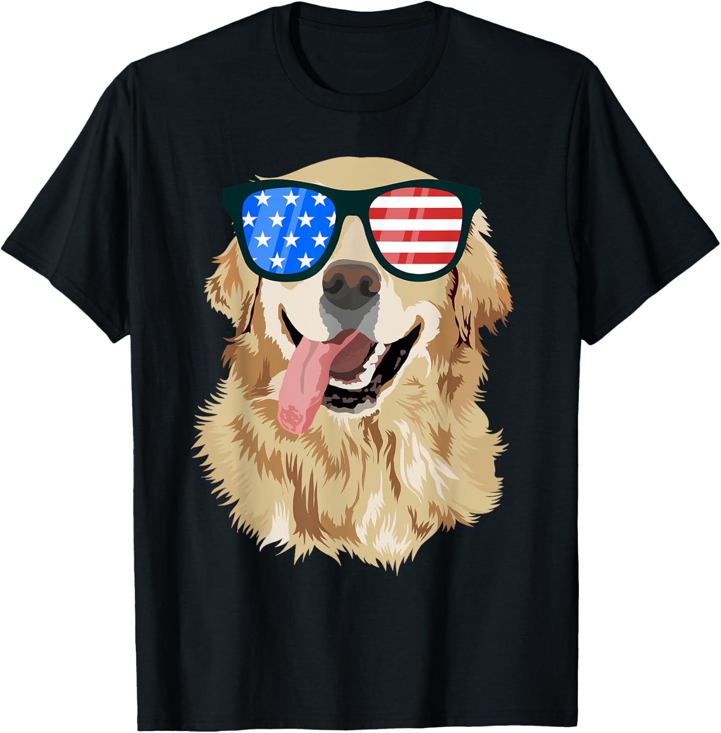 Golden Retriever USA American Flag Dog Lover Puppy Owner Women Kids Men T-Shirt - T-Shirt | Black