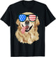 Golden Retriever USA American Flag Dog Lover Puppy Owner Women Kids Men T-Shirt - T-Shirt | Black