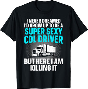 Cool CDL Driver Art Women Trucking CDL Truck Driver T-Shirt - T-Shirt | Black