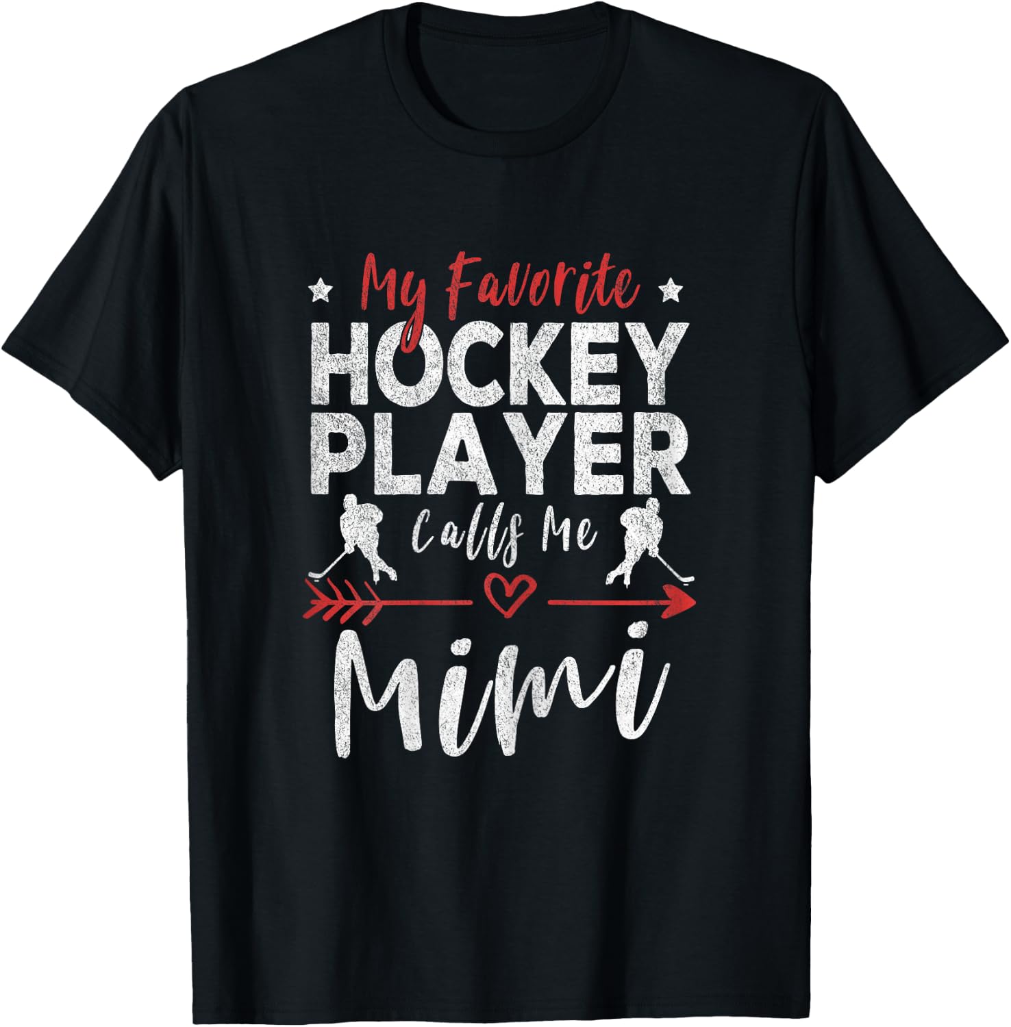 My Favorite Hockey Player Calls Me Mimi Hockey Grandma T-Shirt - T-Shirt | Black