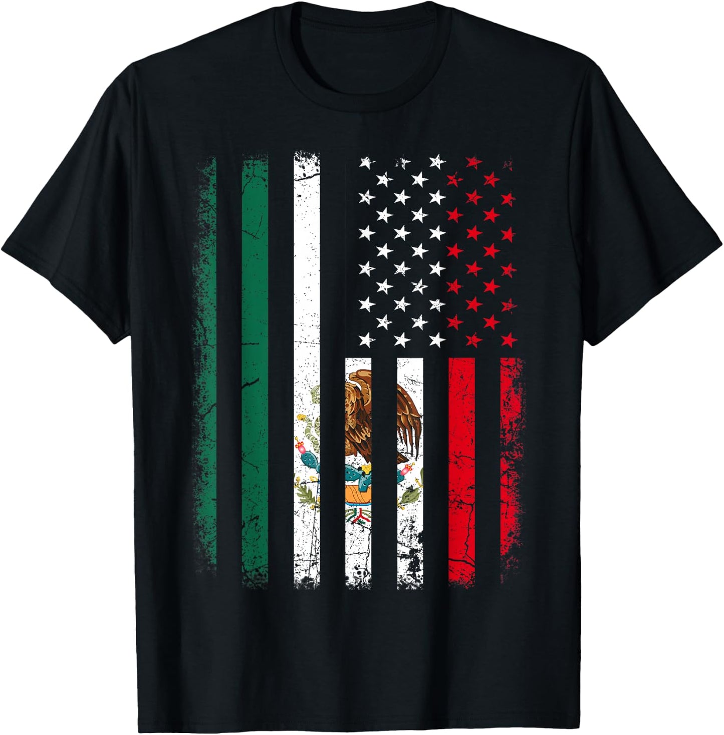 Mexican American Flag Mexican Roots Mexico America Small T-Shirt - T-Shirt | Black