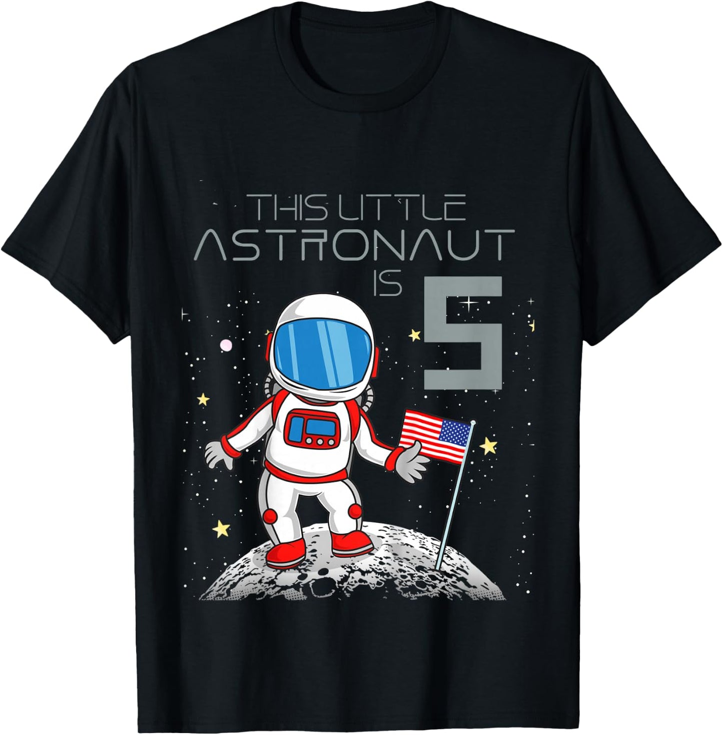 Kids 5th Birthday Astronaut Shirt Boys Gift 5 Year Old Space Geek T-Shirt - T-Shirt | Black
