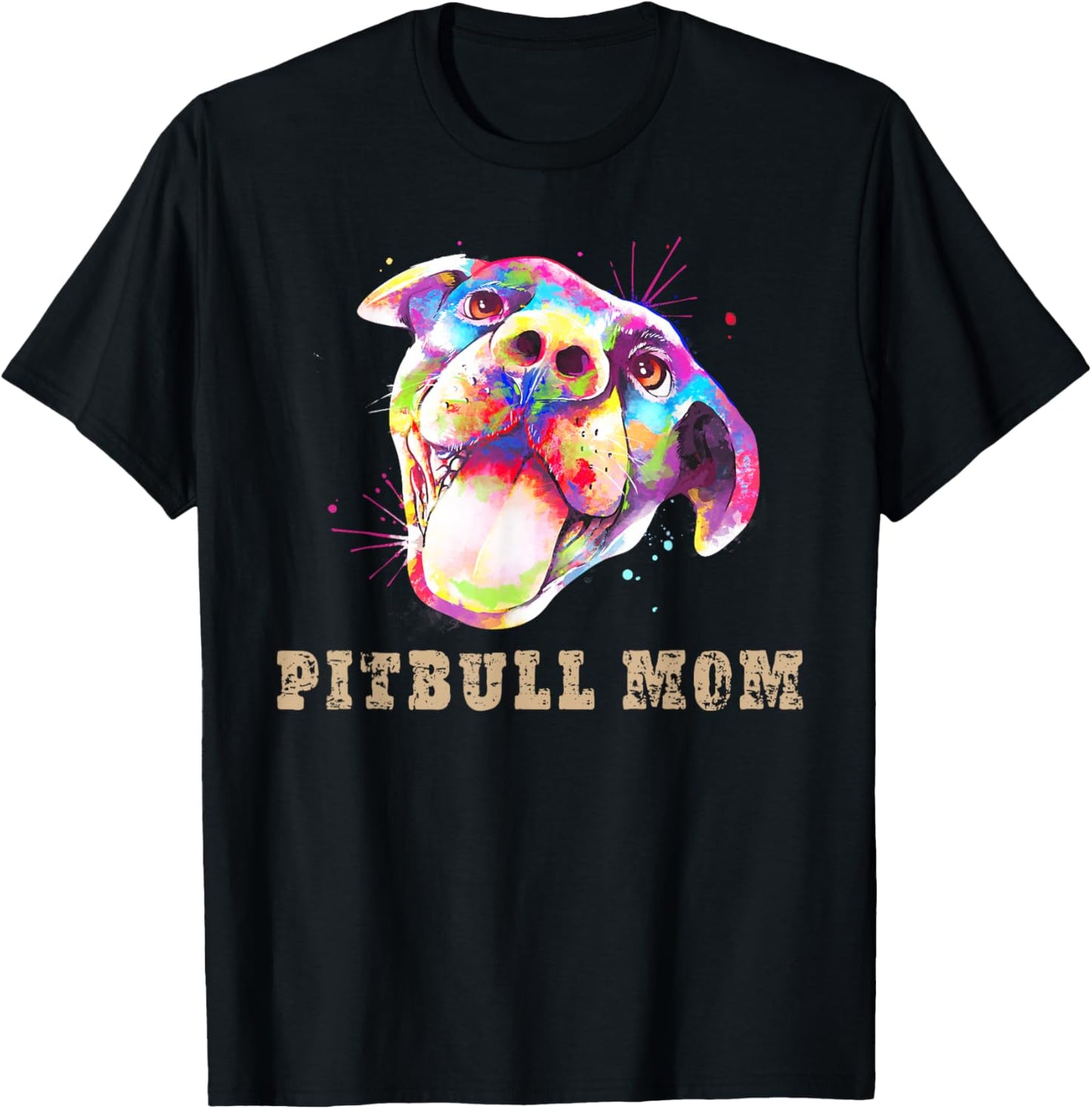Pitbull Mom - Smiling Pitbull Puppy Face - Funny Pitbull Mom T-Shirt - T-Shirt | Black
