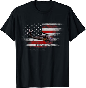 HH-60 Pave Hawk Helicopter USA Flag Helicopter Pilot Gifts Men T-Shirt - T-Shirt | Black