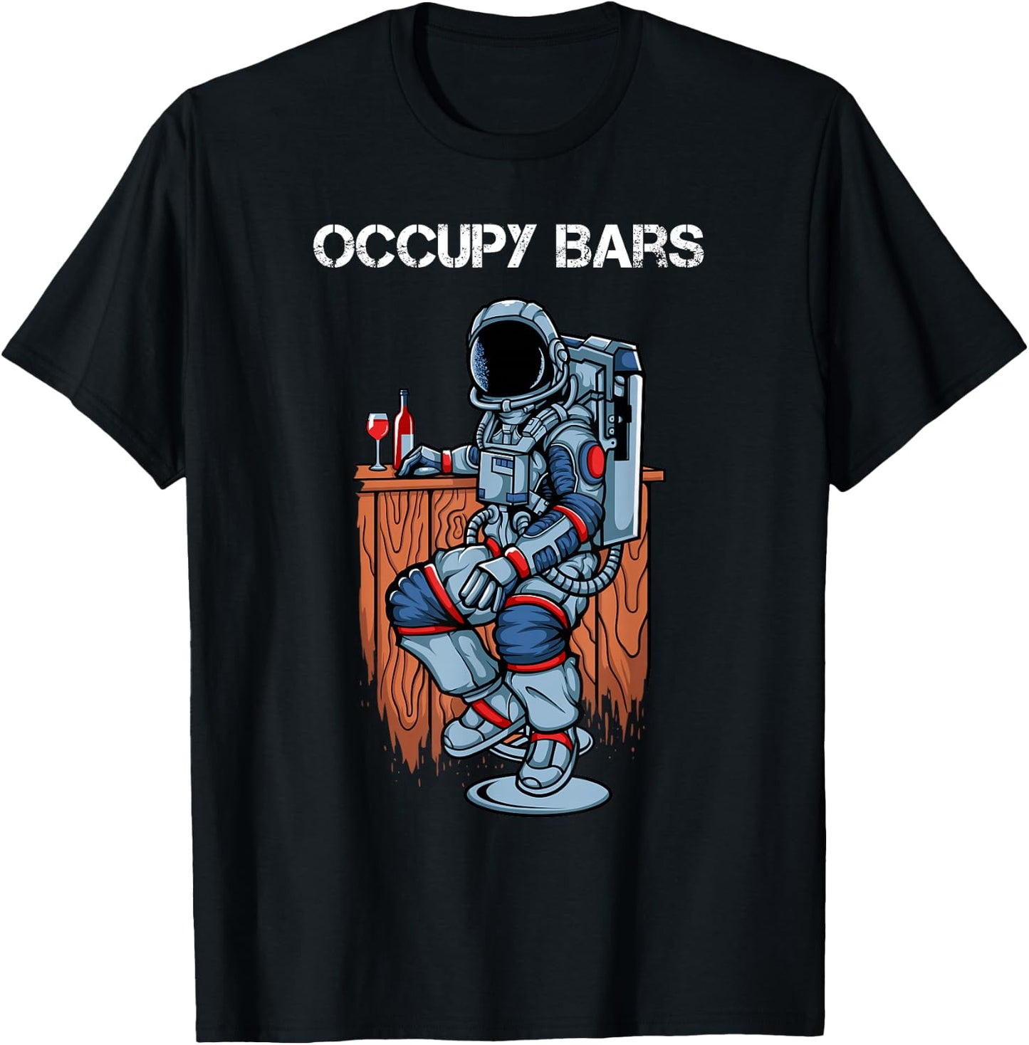 Space Force Red Planet Mars Astronaut Occupy Bars T-Shirt - T-Shirt | Black