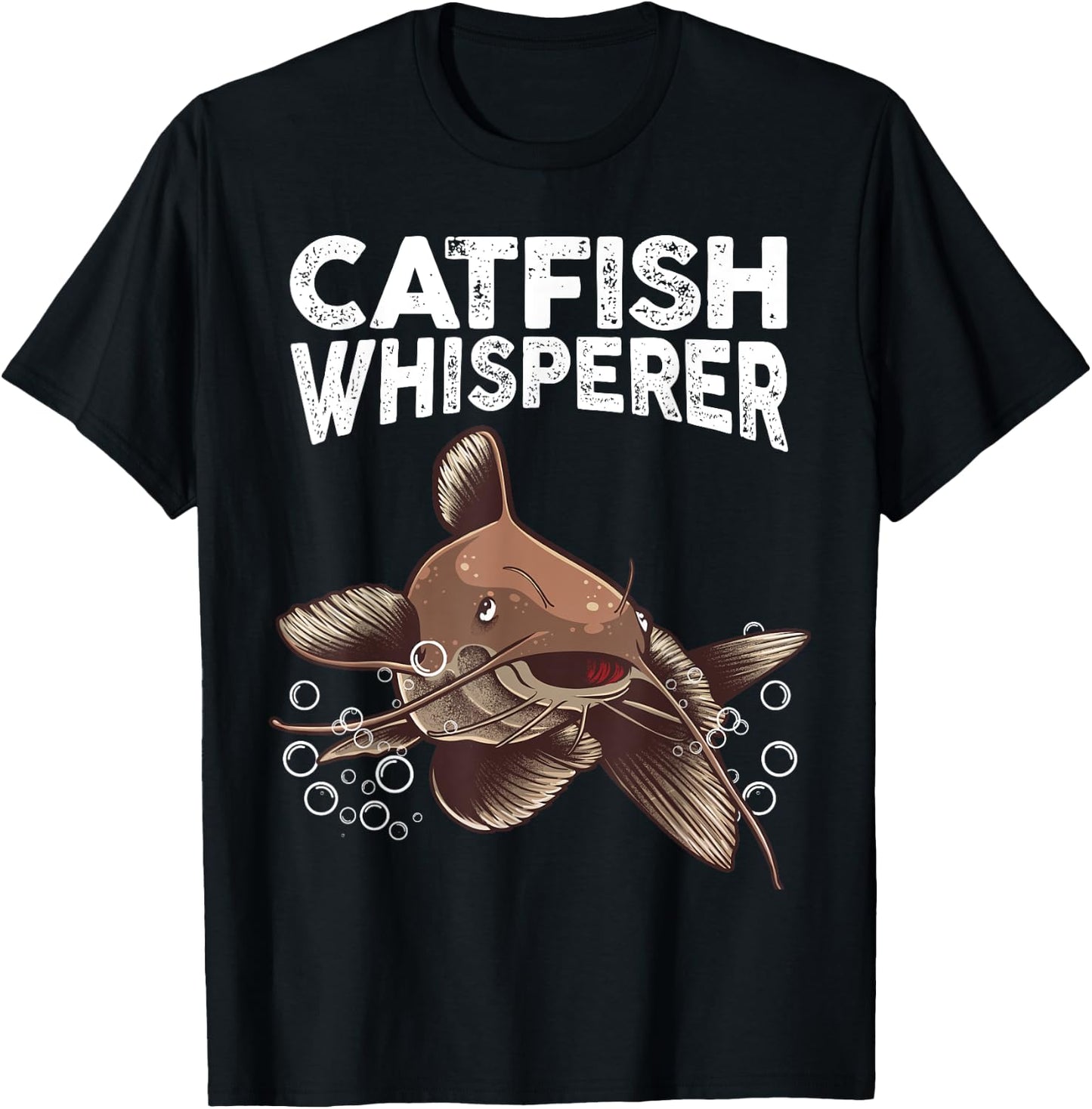 Funny Catfishing Design Men Women Catfish Hunter Whisperer T-Shirt - T-Shirt | Black