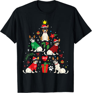 Rat Terrier Christmas Tree Ornament Decor Dog Gift T-Shirt - T-Shirt | Black