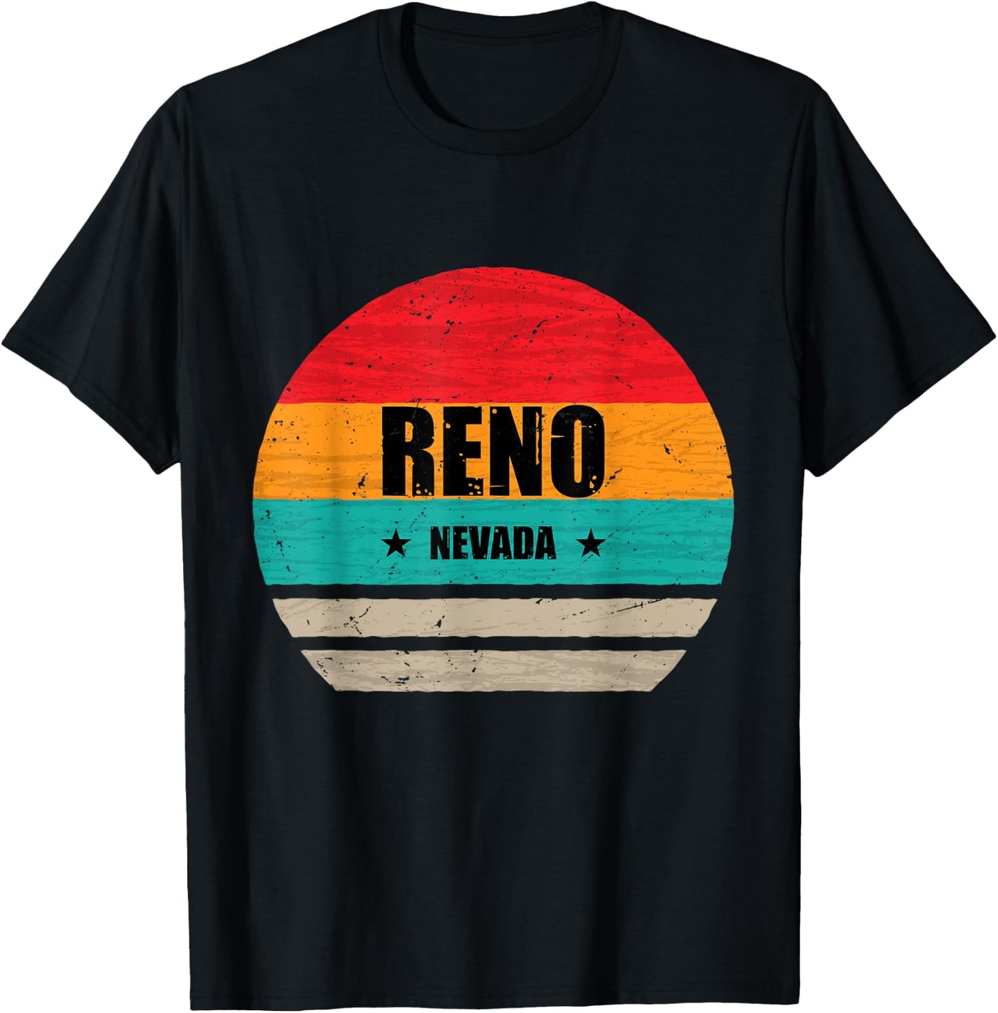 Reno Nevada Retro Vintage Sunset US State Reno T-Shirt - T-Shirt | Black