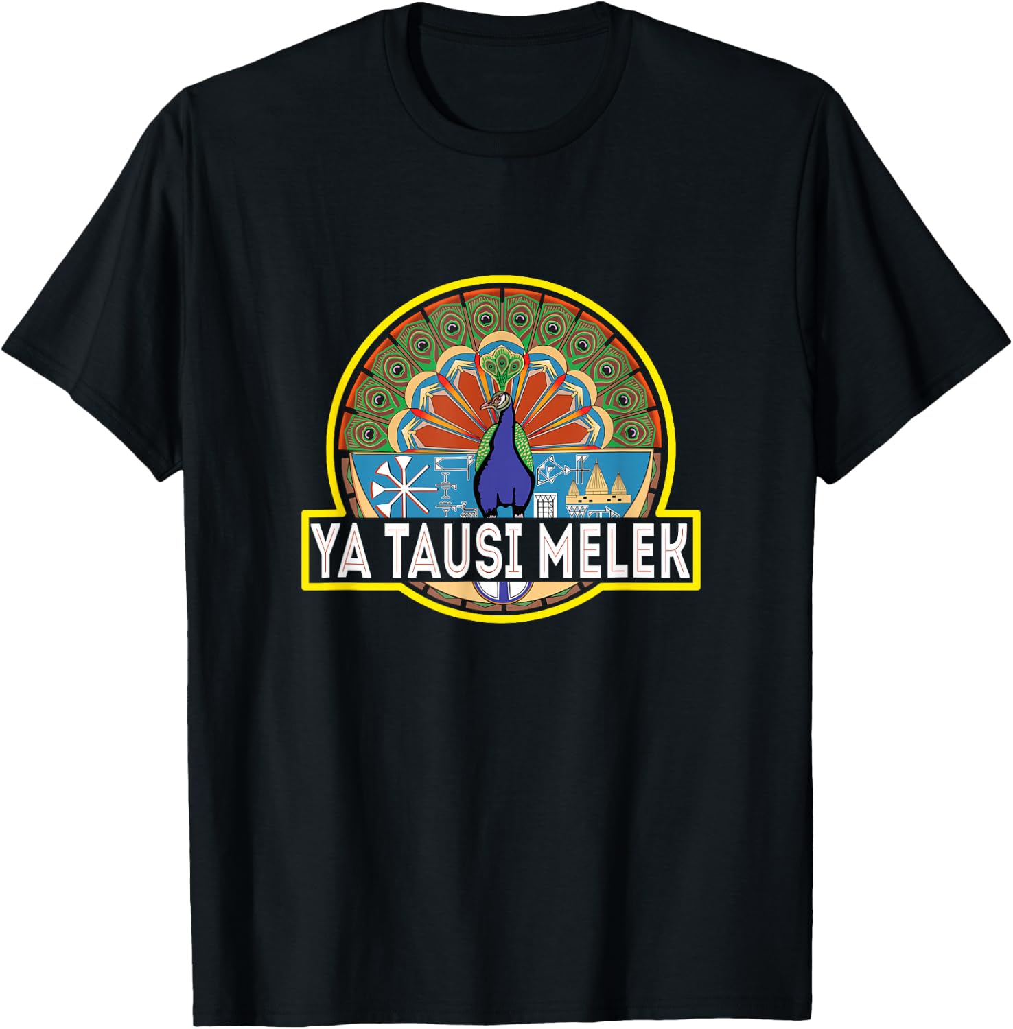Ezidi, Peacock Angel, YaTausi Melek, Yazidi Shingal Lalish T-Shirt - T-Shirt | Black