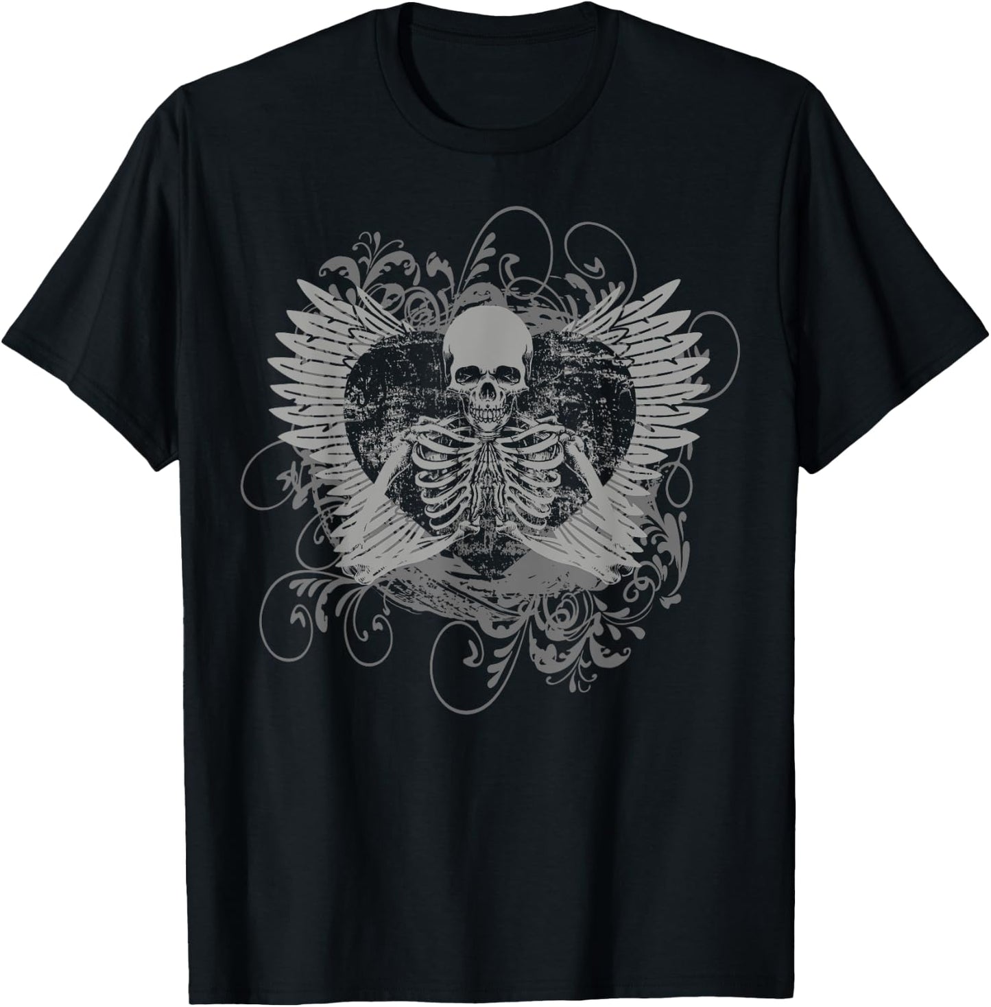 Skeleton Fairy Grunge Y2K Aesthetic Butterfly Gothic T-Shirt - T-Shirt | Black
