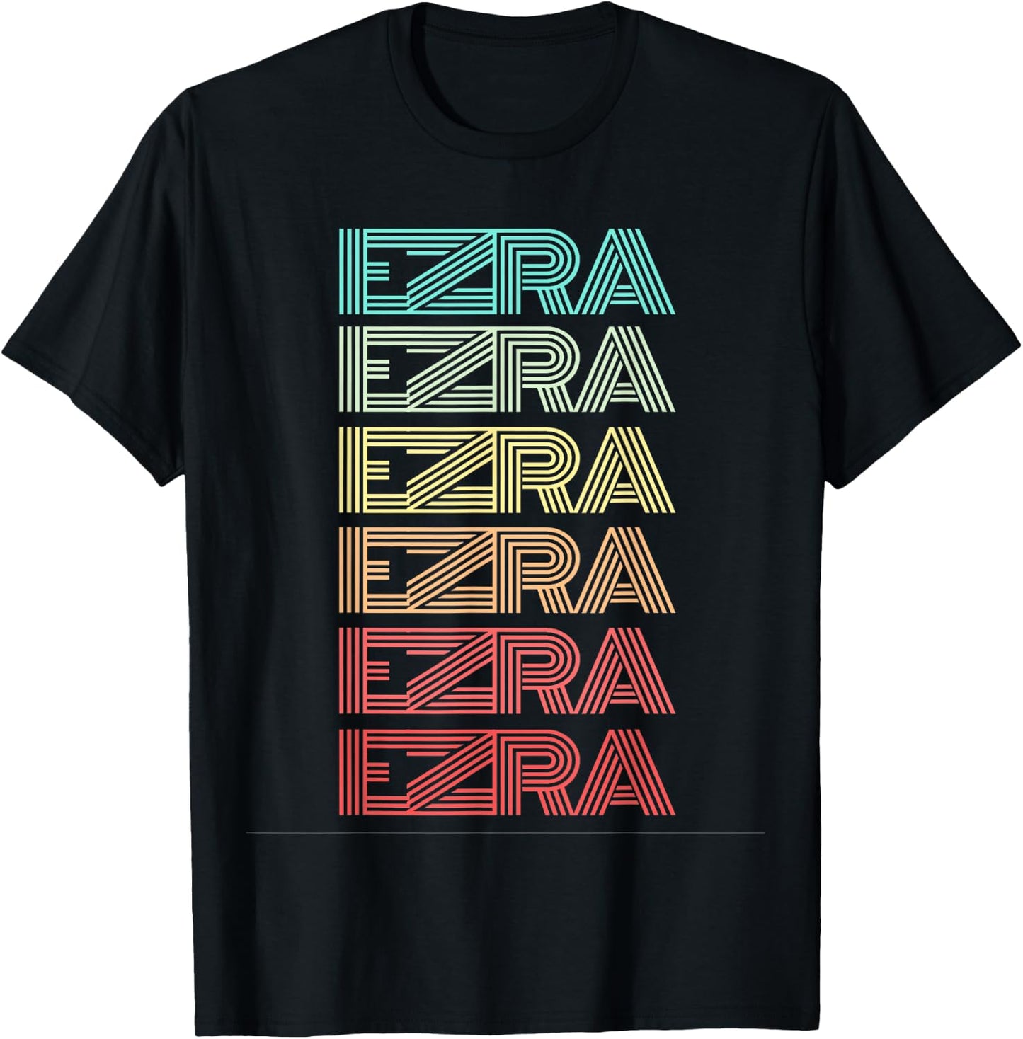 First Name EZRA Boy Retro Personalized Birthday Father Son T-Shirt - T-Shirt | Black