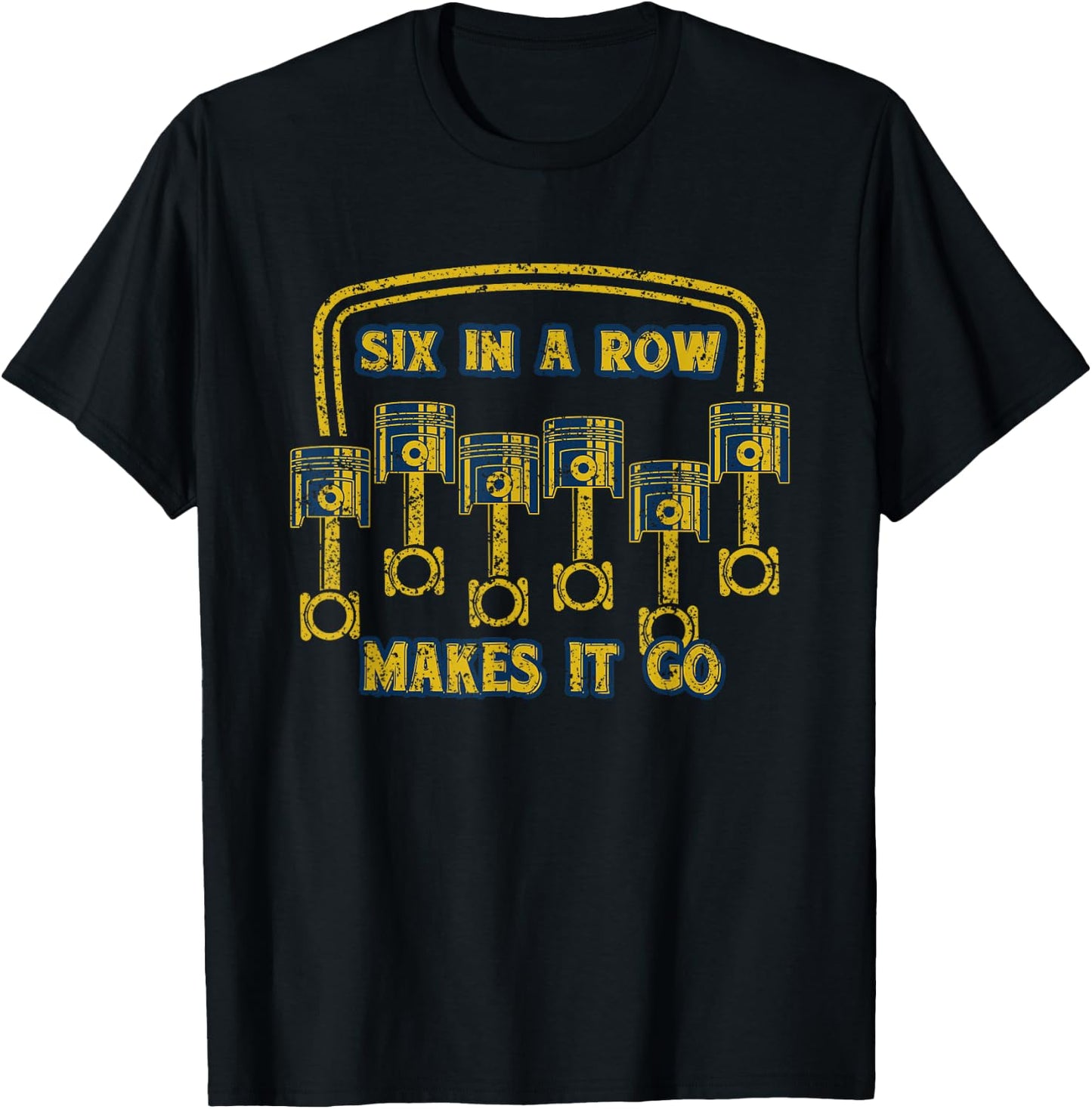 Six in a row Makes it go distressed father's day T shirt T-Shirt - T-Shirt | Black