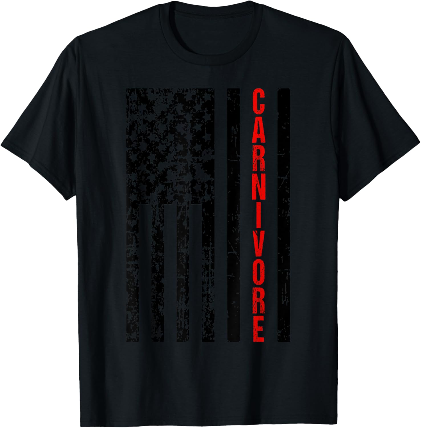 American Flag Carnivore Diet Meat Eater T-Shirt - T-Shirt | Black