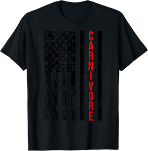American Flag Carnivore Diet Meat Eater T-Shirt - T-Shirt | Black