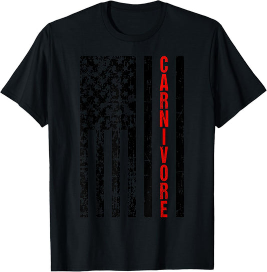 American Flag Carnivore Diet Meat Eater T-Shirt - T-Shirt | Black