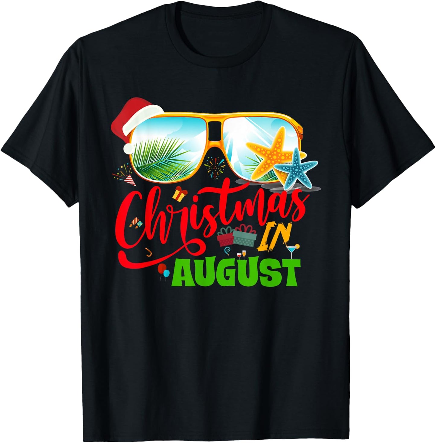 Funny Christmas in August gift Summer Reindeer Float Xmas T-Shirt - T-Shirt | Black
