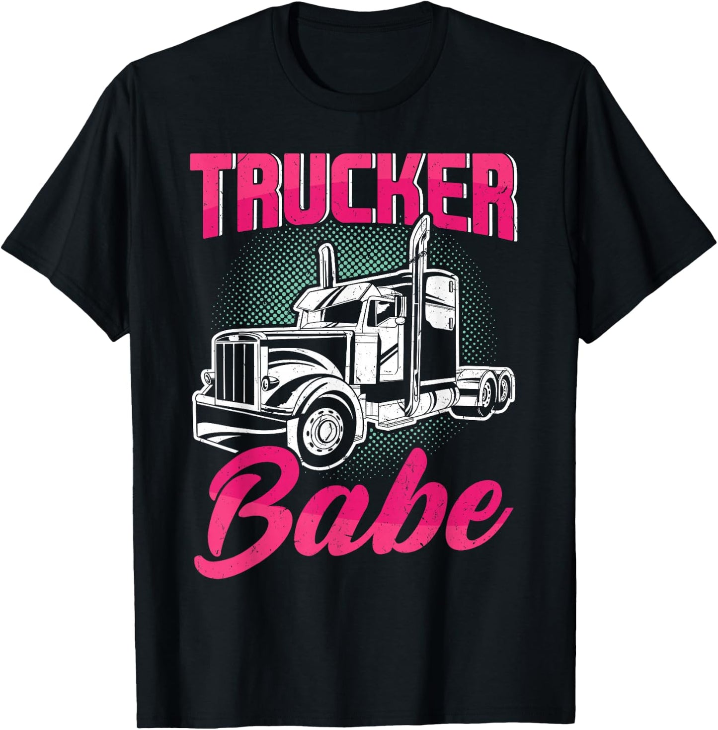 Trucker Babe Female Truck Driver Woman Trucker T-Shirt - T-Shirt | Black