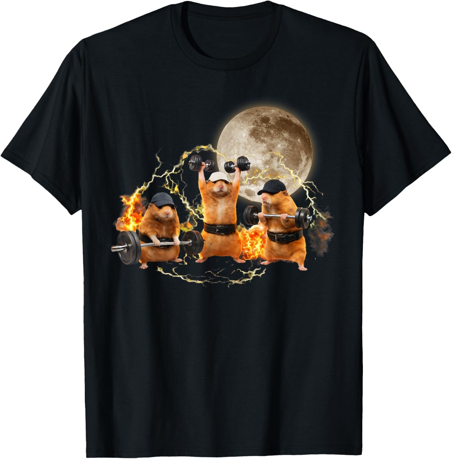 Weightlifting Pump Cover Hamster Meme Fitness Workout Gym T-Shirt - T-Shirt | Black