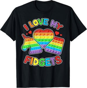 I love My Fidgets Pop It Fidget Toy Colorful Pop It Kids T-Shirt - T-Shirt | Black