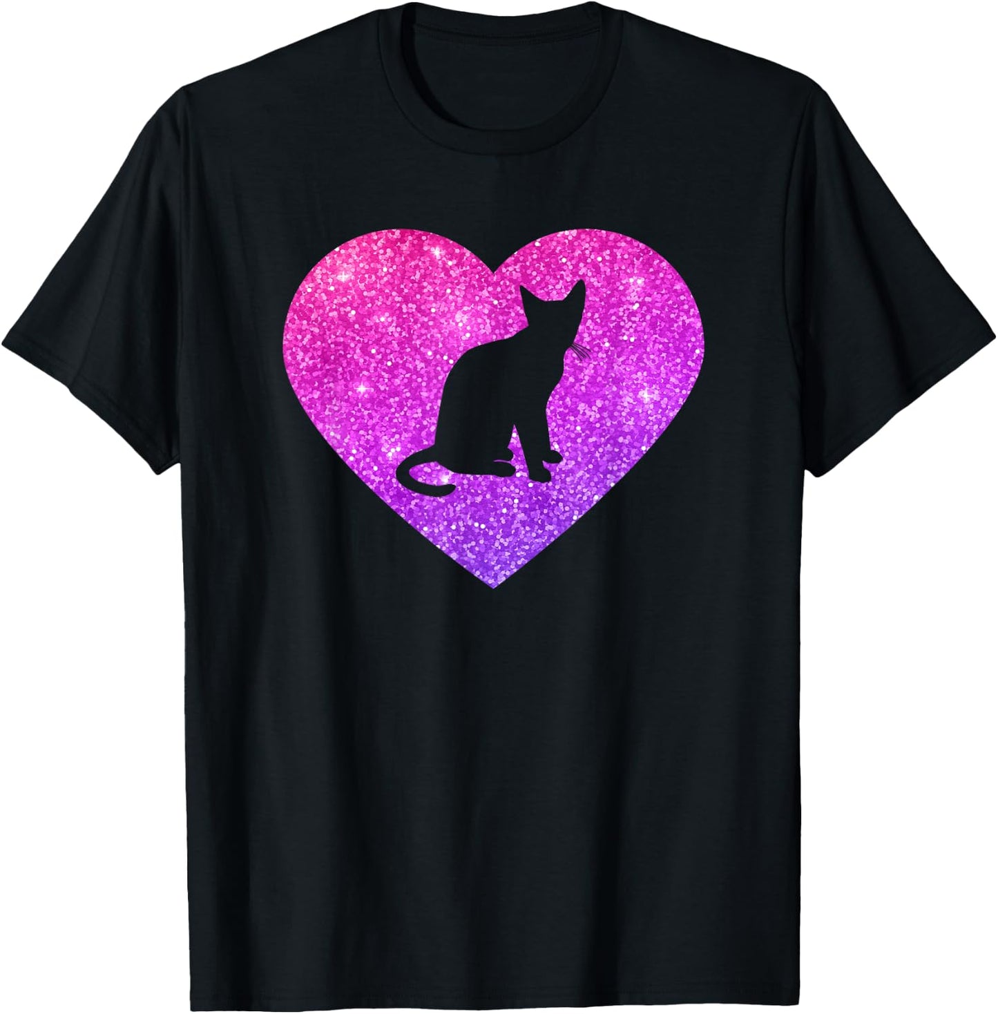 Cat Heart Gift Girls Teenagers and Women T-Shirt - T-Shirt | Black