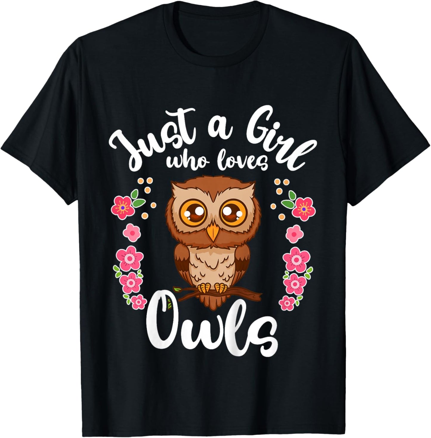 Kids Owl Just a Girl Who Loves Owls T-Shirt - T-Shirt | Black