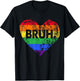 LGBT Rainbow Heart Bruh Meme Gay Lesbian LGBTQ+ Pride Month T-Shirt - T-Shirt | Black