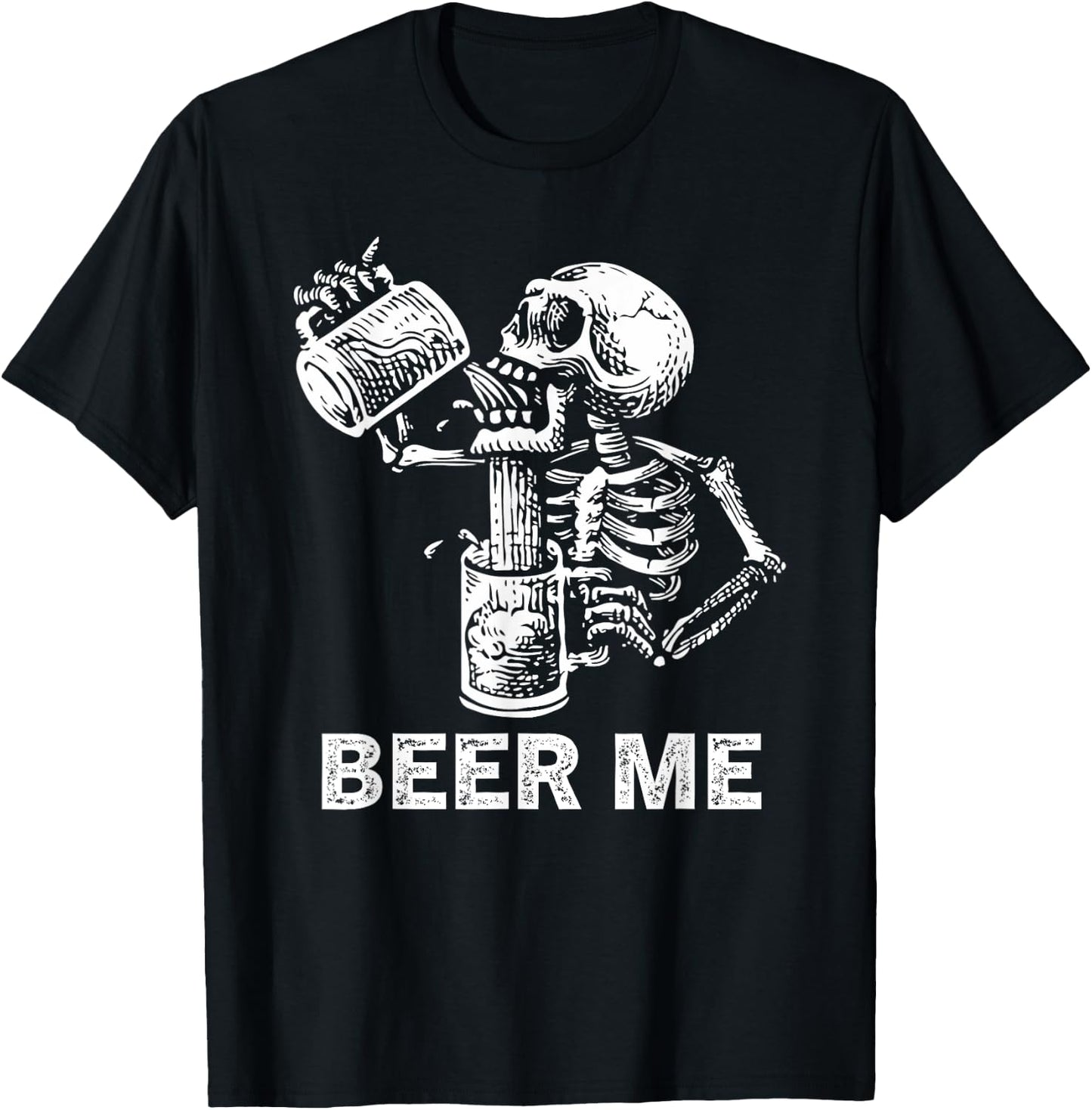 Beer Me Skeleton Scary Spooky Drinking Men Party Gift T-Shirt - T-Shirt | Black
