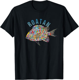 Roatan Beach Design / Souvenir Illustration T-Shirt - T-Shirt | Black