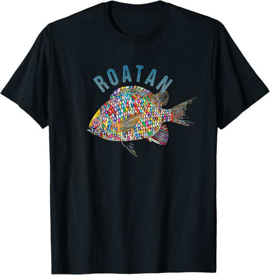Roatan Beach Design / Souvenir Illustration T-Shirt - T-Shirt | Black