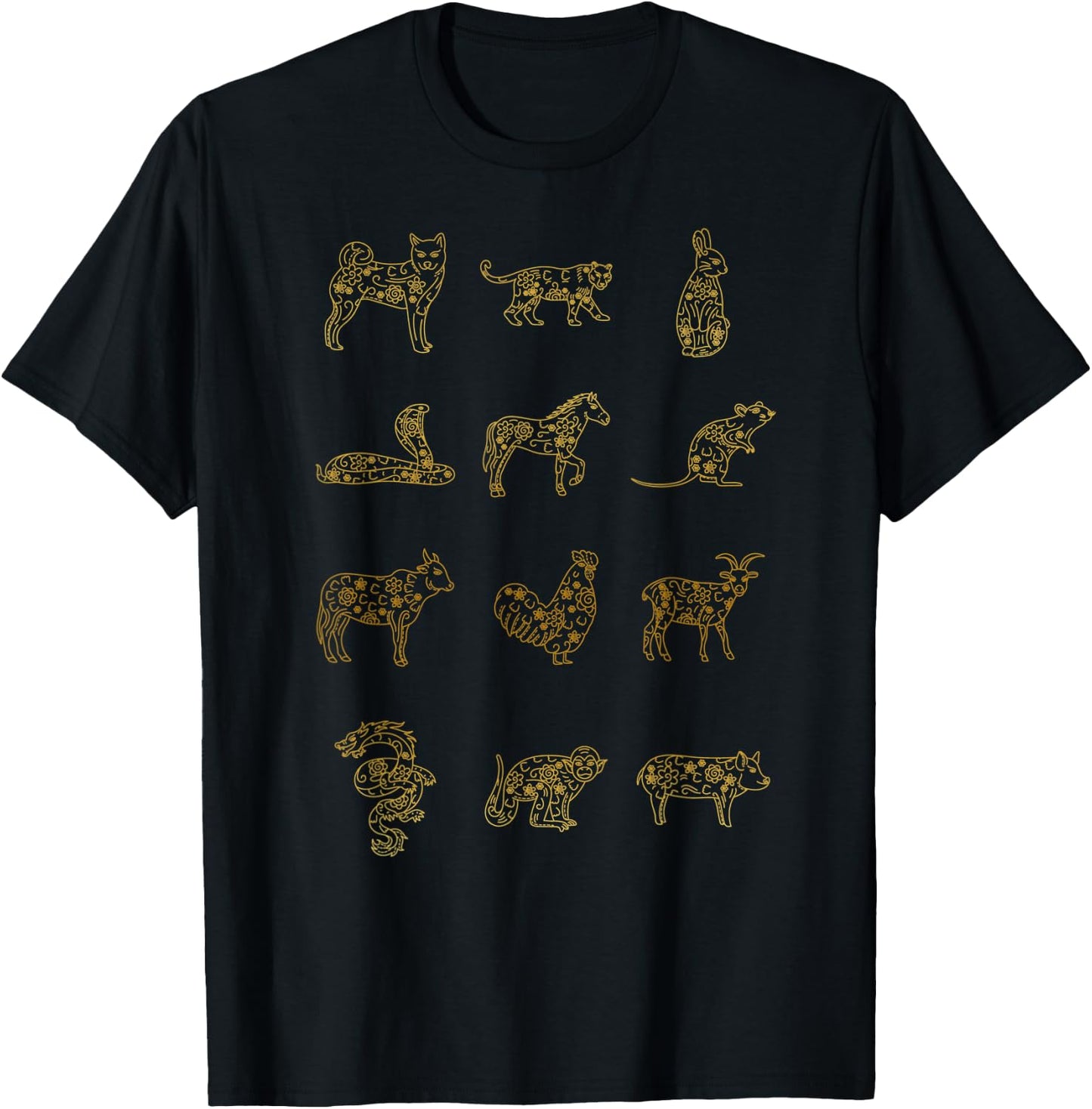 Chinese Zodiac Animal Signs Lunar Chinese New Year T-Shirt - T-Shirt | Black