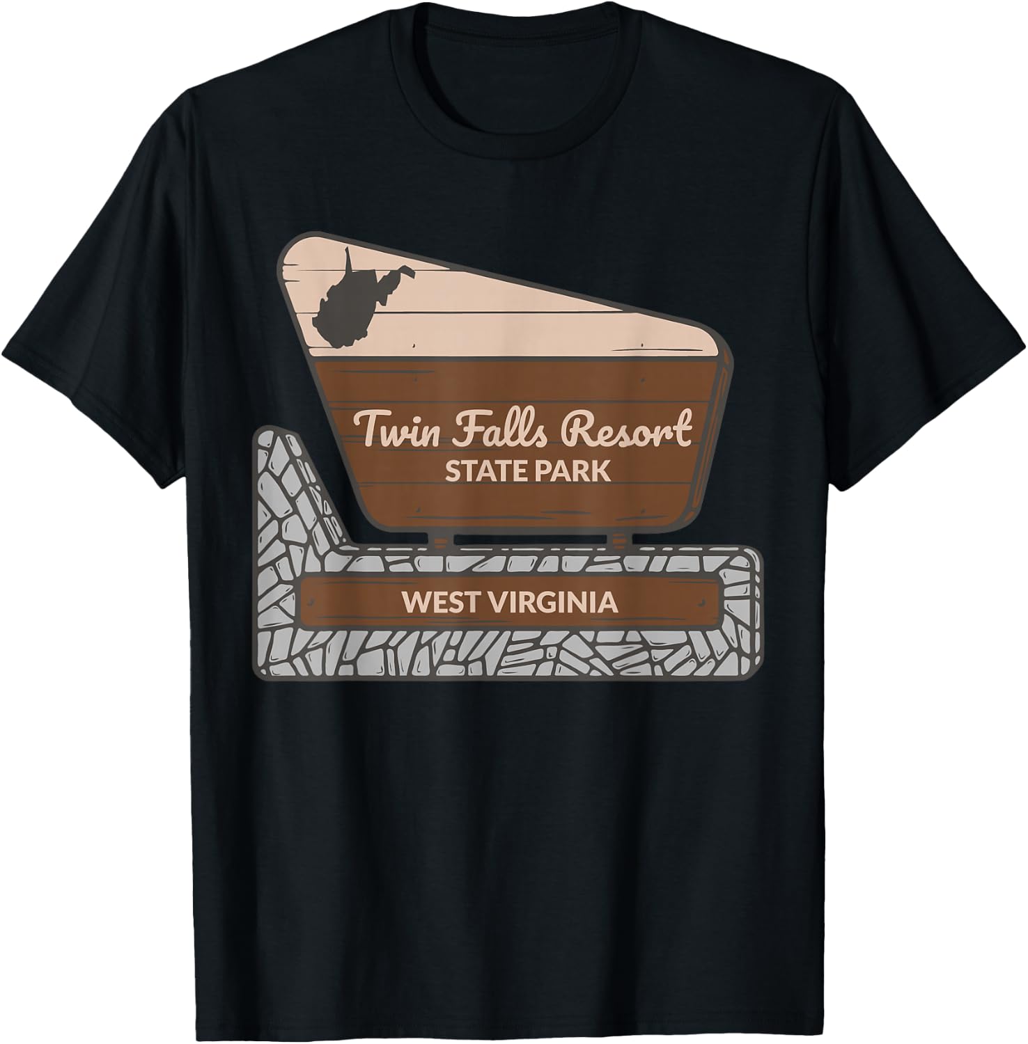 Twin Falls Resort State Park West Virginia Welcome Souvenir T-Shirt - T-Shirt | Black