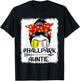Messy Bun Hair BallPark Auntie Softball Baseball Mothers Day T-Shirt - T-Shirt | Black